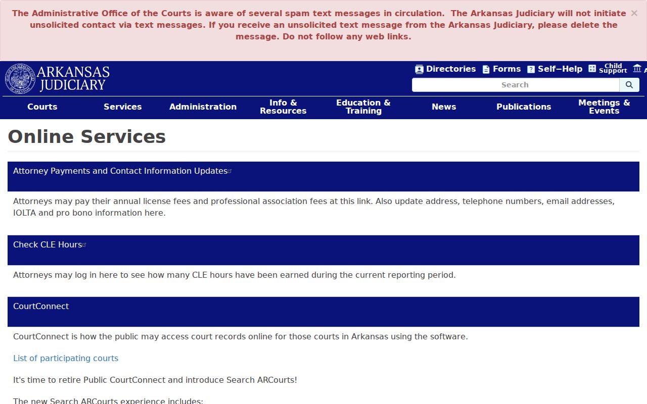 Drew County court dates and Arkansas Judiciary online services
