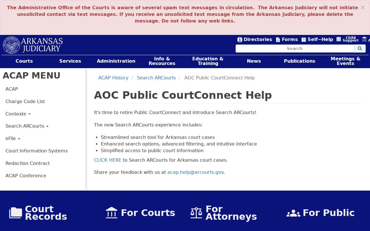 Search ARCourts help for Drew County court dates