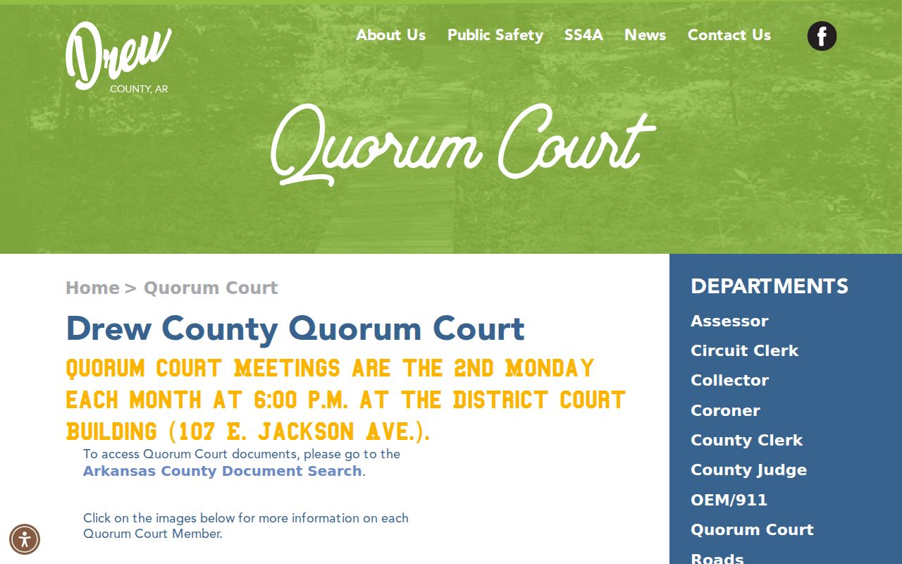 Drew County court calendar District Court Building location
