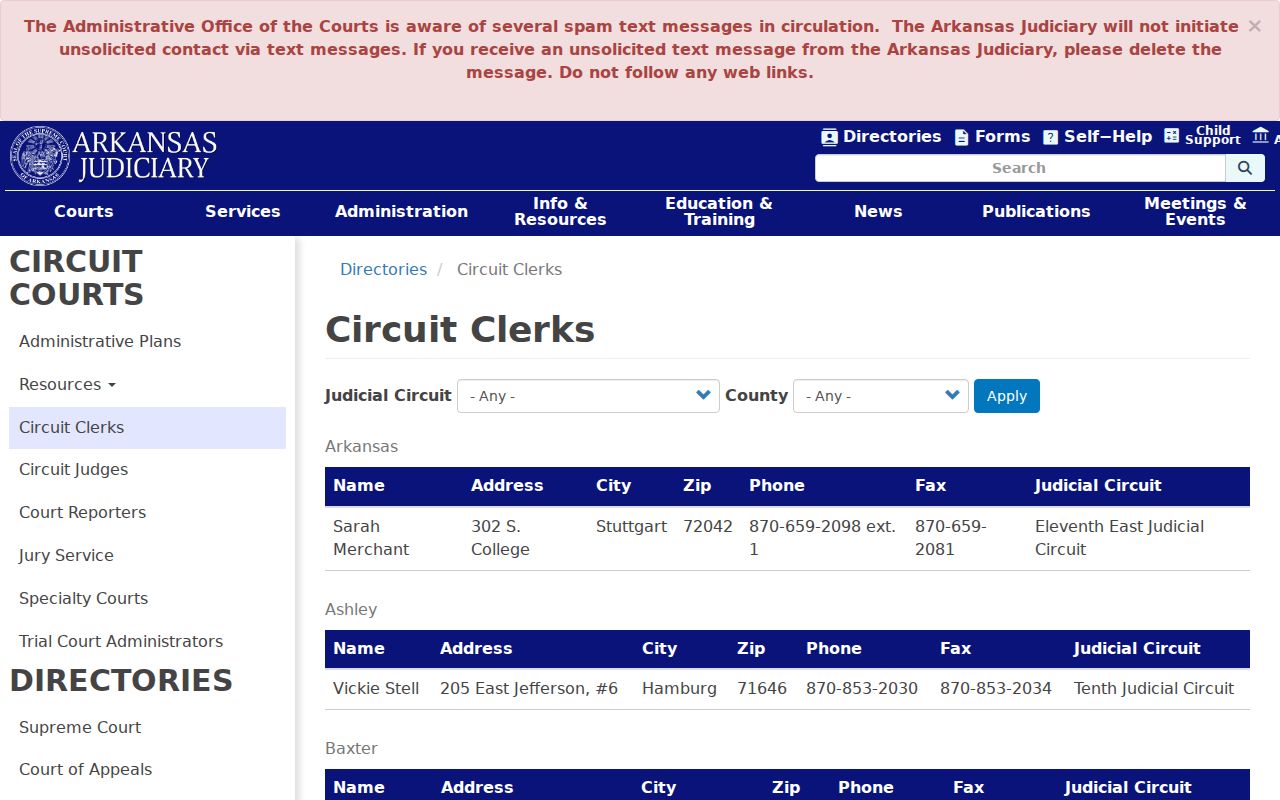 Drew County court docket Circuit Clerk directory