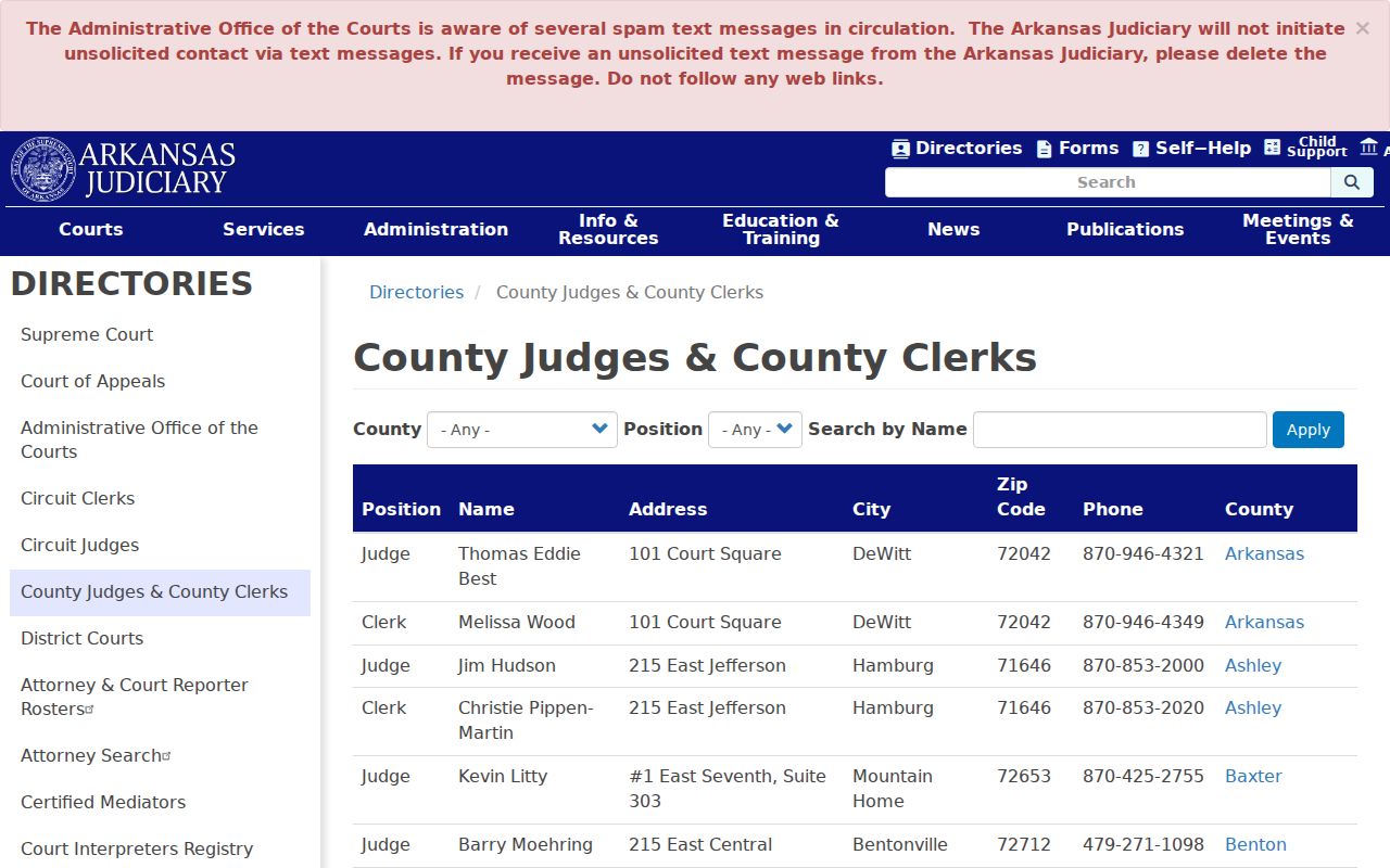 Drew County probate docket clerk directory