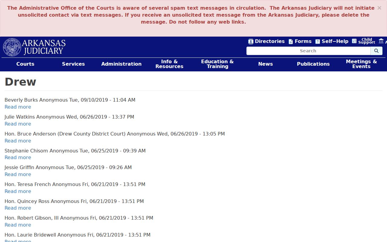 Drew County court docket Judiciary directory