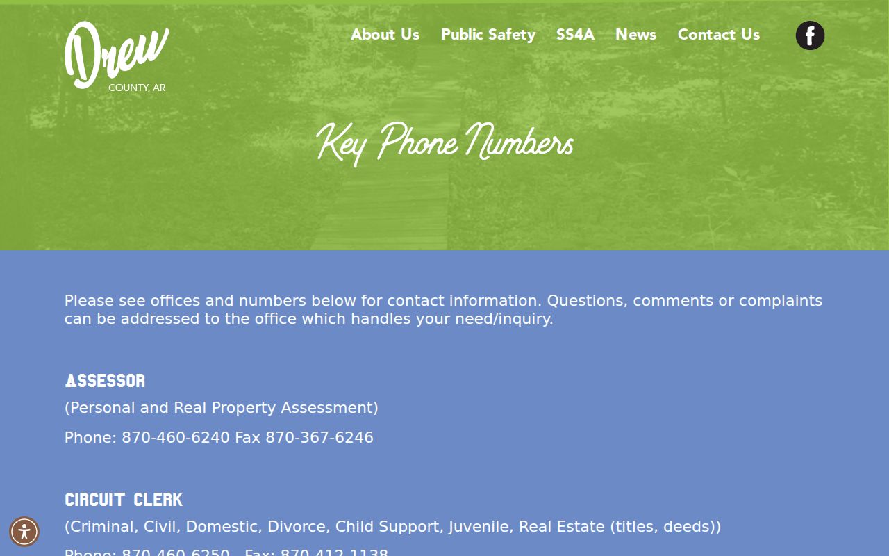 Drew County court docket phone directory