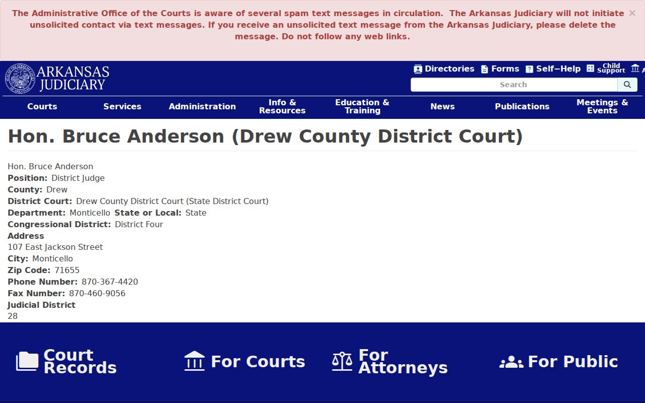 Drew County district court docket judge profile