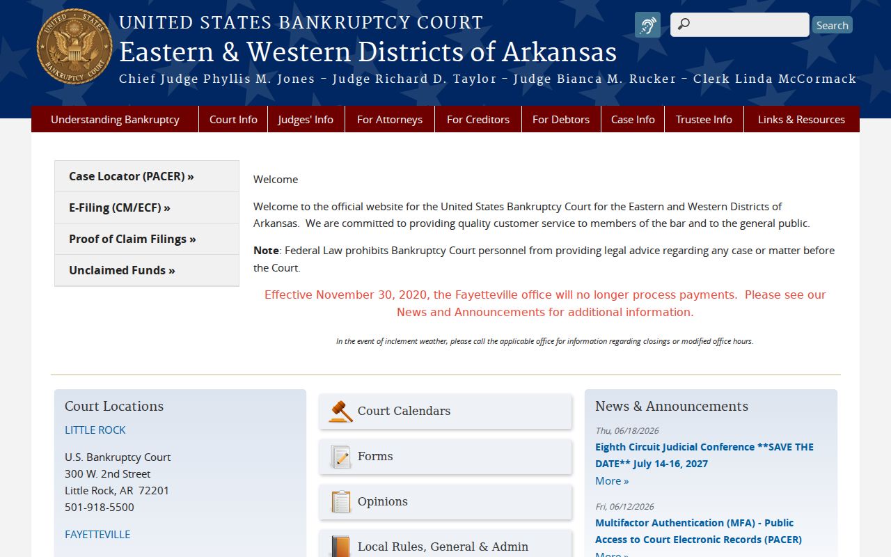 Jerome court docket and Arkansas Bankruptcy Court context
